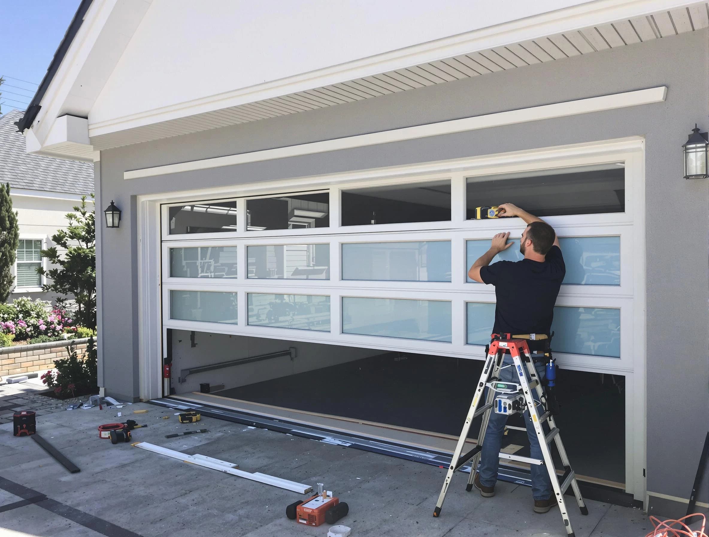 Layton Garage Door Repair team performing garage door replacement in Layton