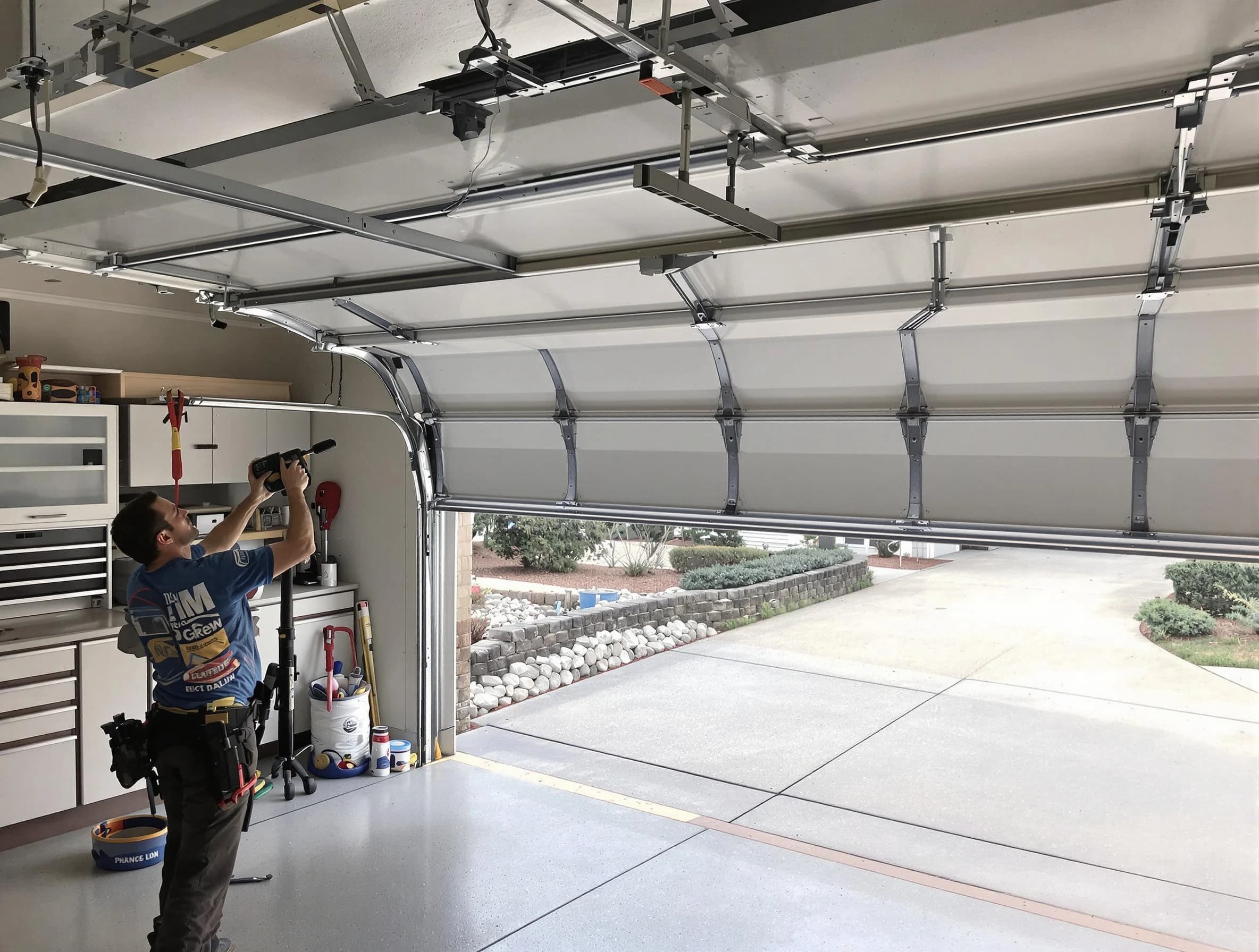 Garage door track repair service by Layton Garage Door Repair in Layton