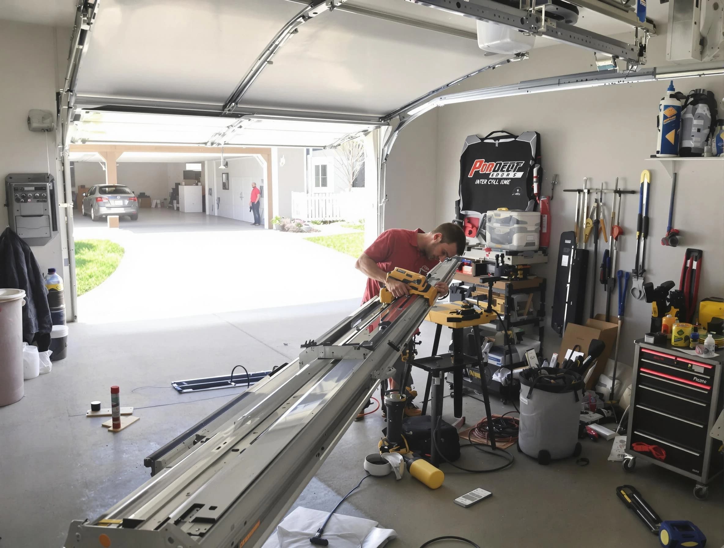 Layton Garage Door Repair expert performing track repair in Layton