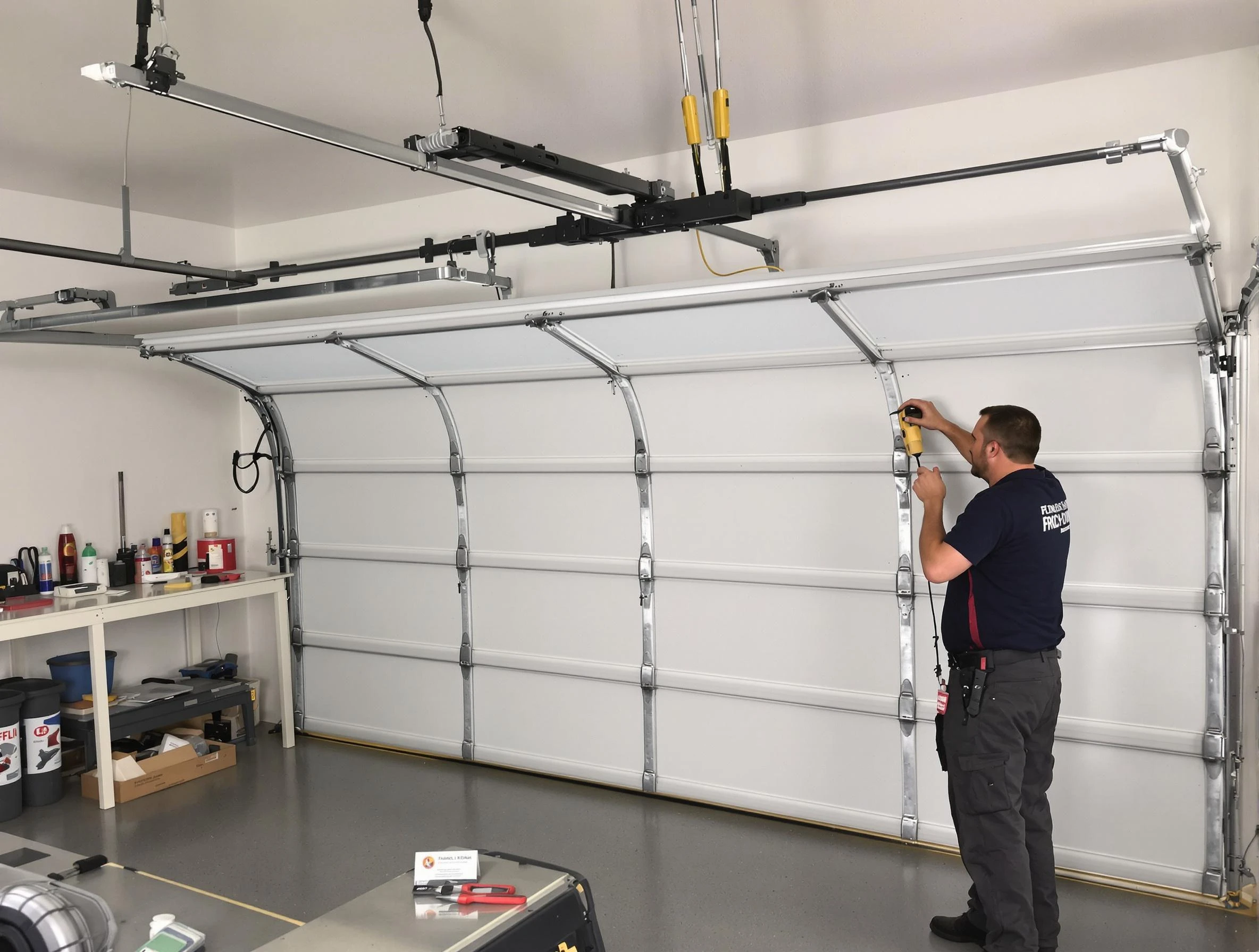 Layton Garage Door Repair certified technician performing overhead door system repair in Layton