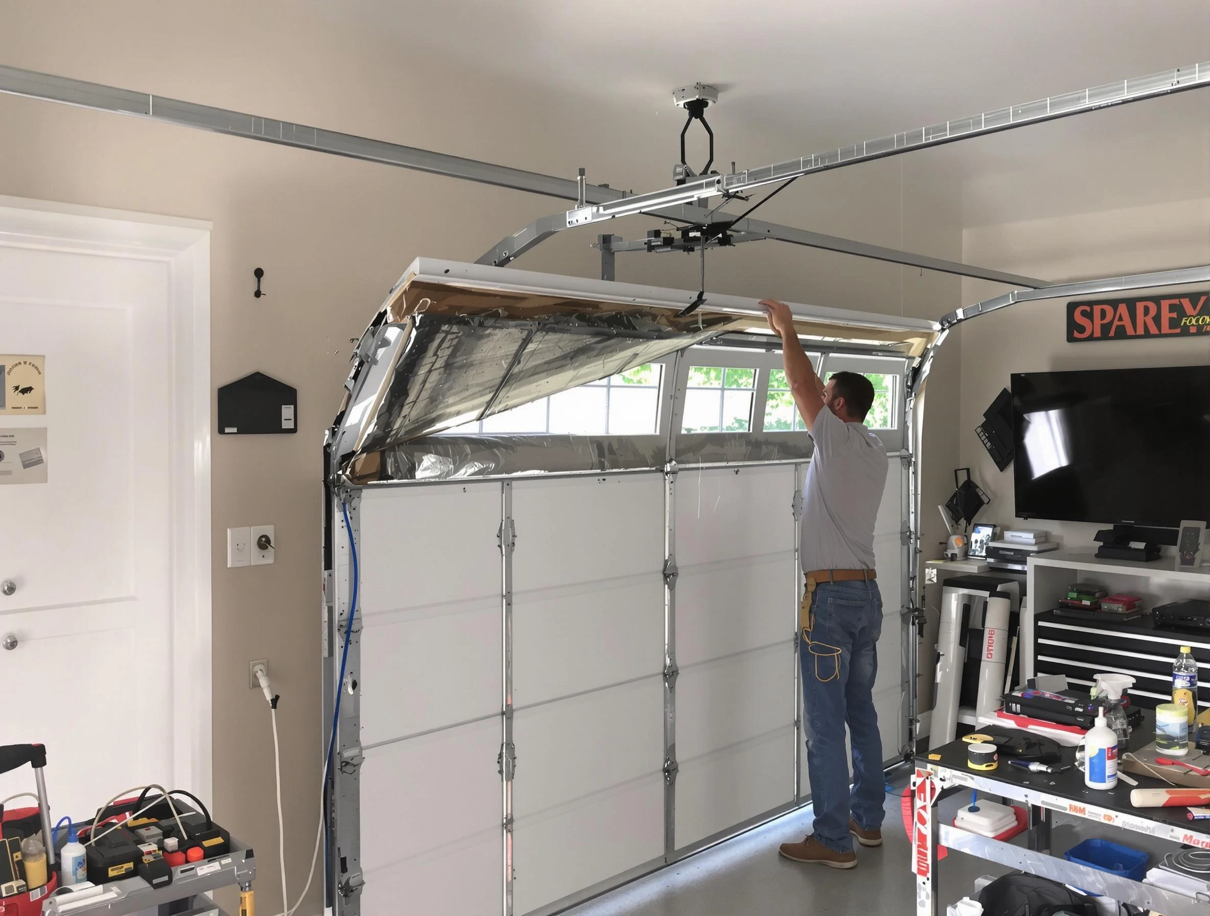 Garage door section replacement by Layton Garage Door Repair in Layton