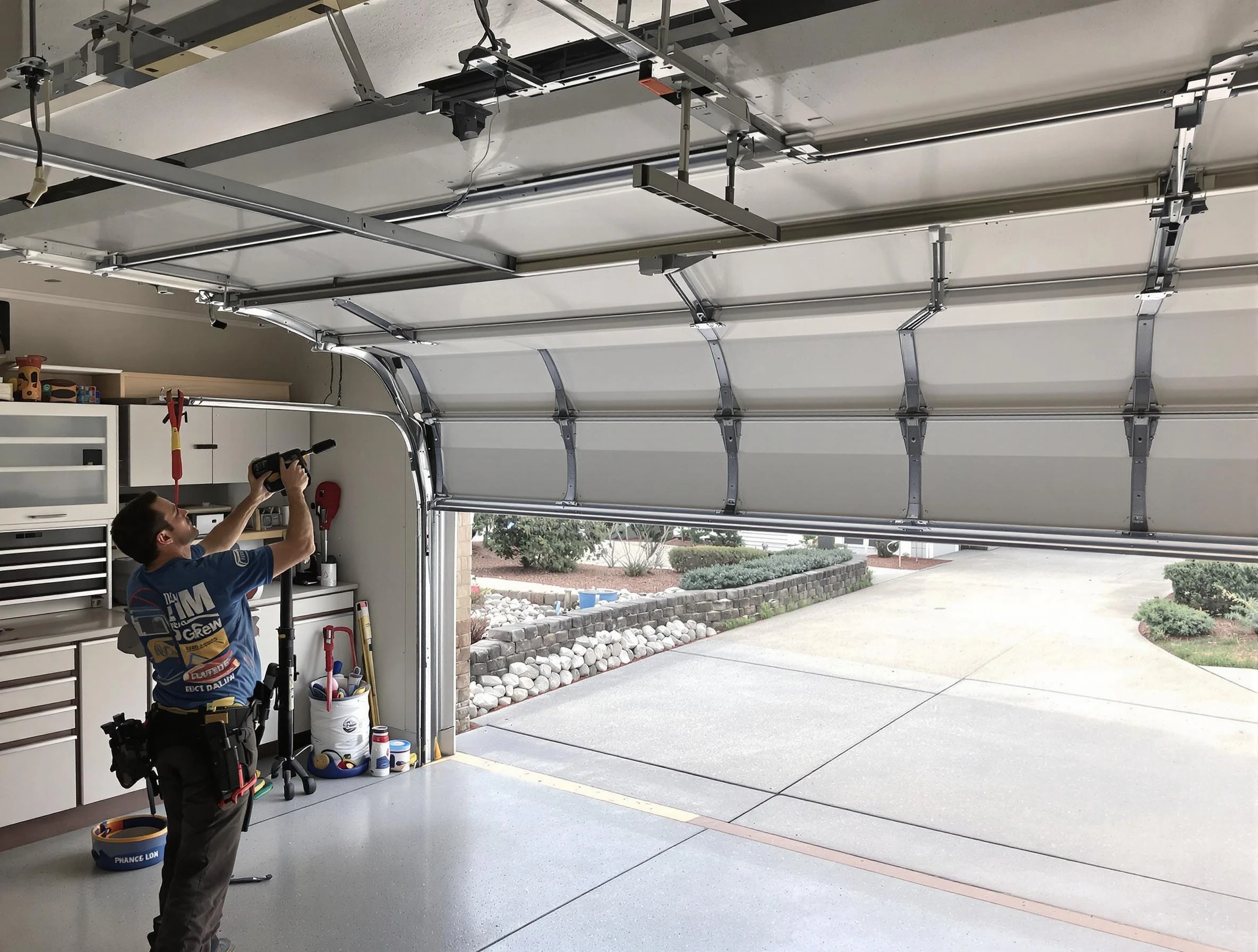 Garage door track repair service by Layton Garage Door Repair in Layton